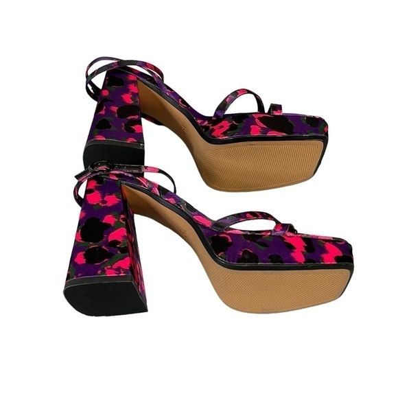 Zara Printed Platform Sandal. Pink Purple Black Size 38 / 7.5 #869 NWOT - Picture 7 of 11